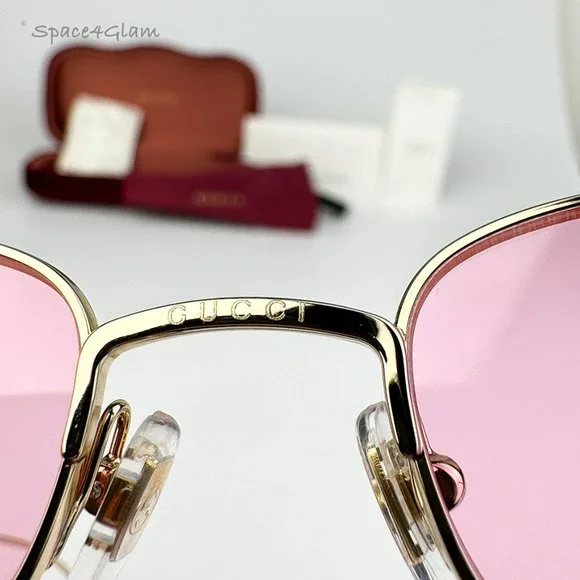 BRAND NEW Gucci GG1648S 005 Gold Pink Unisex Rectangle  display picture 1